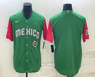 Men%27s Mexico Baseball Blank 2023 Green World With Patch Classic Stitched Jersey->2023 world baseball classic->MLB Jersey